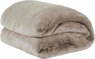 Manta dupla microfibra fleece cinza claro, confortável e macia, ideal para cama de casal.