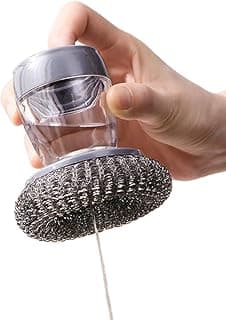 Escova de limpeza com dispenser de detergente e palha de aço