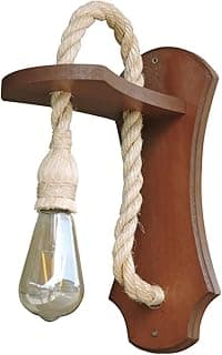 Arandela de parede rústica com corda sisal e lâmpada vintage