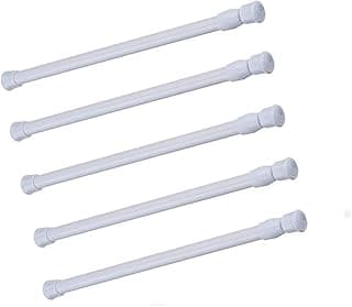 Hastes de tensão de cortina de mola, pacote com 5, ajustáveis 40 a 71 cm, branco