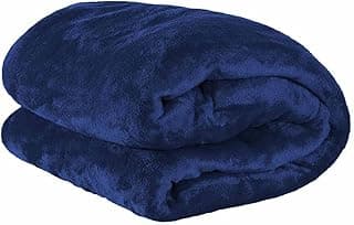 Cobertor queen manta microfibra fleece azul marinho dobrado