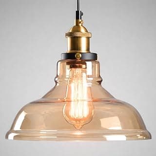 Luminária pendente industrial retrô com cúpula de vidro âmbar Gimpo