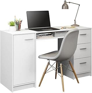 Escrivaninha Mesa para Computador Madesa Alaska 3 Gavetas 1 Porta - Branco