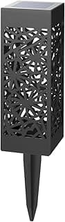 Luminária solar de jardim chão LED espeto preto com padrão floral