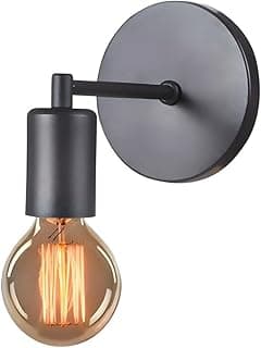 Arandela de parede retrô moderna, estilo industrial, metal preto, com suporte para lâmpada E27