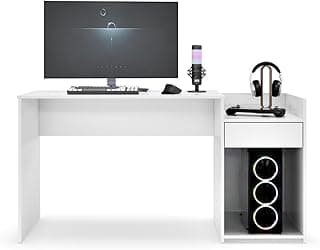 Mesa Para Computador Eros Escritório Quarto Escrivaninha Pc Gamer (Branco)