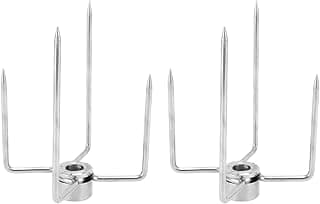 Zerodis Garfo para Espeto, 4 Garras, Aço Inoxidável 304, Galvanizado, para Haste de Espeto de 0,4 pol., Garfo 2 Peças