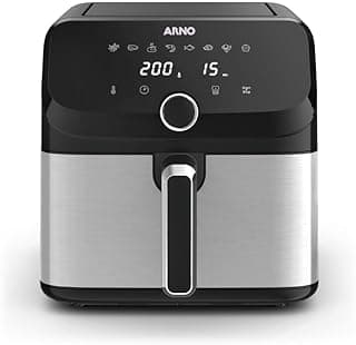 Fritadeira sem Óleo Air Fryer Arno Mega Digital AFD7 Painel Touch 7,5L Inox 110V