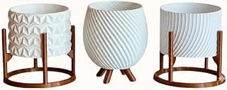 Kit de 3 vasos decorativos brancos com design origami para plantas artificiais