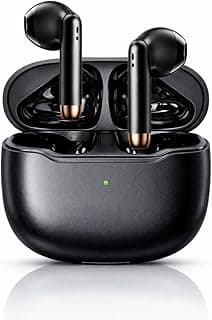 Fone de ouvido Bluetooth 5.4 TWS preto com estojo de carregamento e luz indicadora