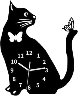 Baoblaze Relógio de parede decorativo com animais, desenho animado de borboleta, para mesa ou parede, ideal para banheiro e quarto infantil.