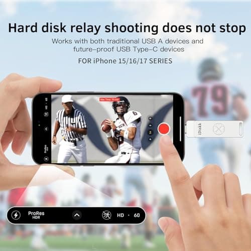 Pen drive iDiskk 1 TB prateado com conectores USB-C e USB-A