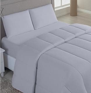 Edredom 100% algodão king size cinza malha penteada sobre cama box