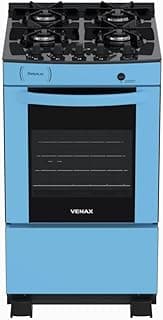 Fogao-quatro-bocas-azul-marca-Venax-design-moderno-queimadores-pretos-forno-vidro