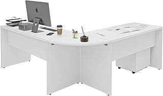 Conjunto Escritório Mesa Escrivaninha em L 140x140cm com Conexão e Gaveteiro Volante 4 Gavetas com Fechadura MDP 30mm Home Office Armazenamento e Espaço Netmobil (Branco)