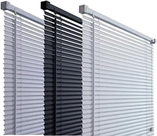 Cortinas persianas horizontais de PVC, cores branco, cinza e preto, para janelas
