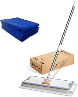 Rodo de limpeza Flap Mop com 2 panos de microfibra azul e caixa marrom Flytex