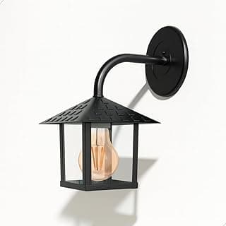 Arandela colonial de vidro preto com luz incandescente para parede interna e externa