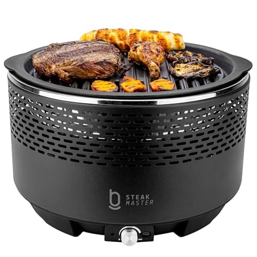 Churrasqueira portátil a carvão Steak Master Smoke & Fire USB com bag, grelhando carne, frango e batatas fritas