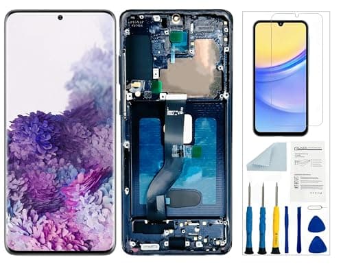 Qinqiyue Substituição de tela LCD para Samsung Galaxy S20 Plus 5G para Samsung S20 Plus com moldura para Samsung Galaxy S20 Plus SM-G985u Display Touch Screen Assembly Repair Parts