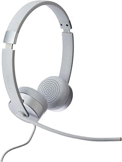 Fone de ouvido analógico estéreo Lenovo 100, cinza nuvem, com microfone boom de 180° e almofadas de espuma de memória