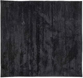 Tapete preto felpudo para quarto e sala, 1,00m x 1,00m, antiderrapante.