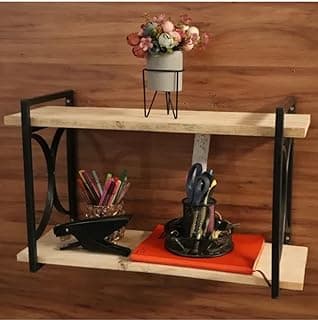 Prateleira Flutuante de Parede, 2 Níveis, Decorativa para Sala e Escritório, em madeira, 20x45