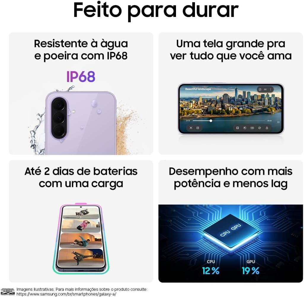 Celular Samsung Galaxy A37 5G 128GB, 6GB RAM, Câmera 50MP (Preto)