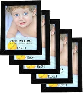 Kit 5 porta-retratos 15x21 preto Quelu Molduras com fotos de crianças