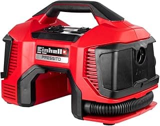 Compressor híbrido Pressito Einhell, vermelho e preto, vista frontal.