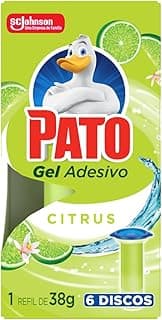 Desodorizador sanitário Pato Gel Adesivo Citrus 1 refil, 6 discos, aroma cítrico, SC Johnson