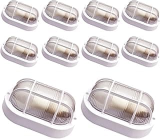 Kit 10 Arandelas Tartaruga Luminária Parede C/Grade Soq E27 Branco