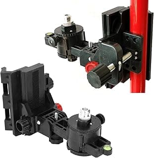Adaptador de nível ajustável com rotação de 360°, preto e vermelho, para montagem em teto e parede