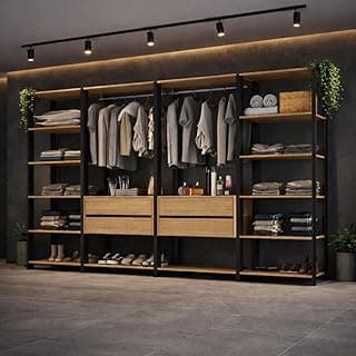 Guarda-roupa Closet Modulado Arizona 4 Gavetas 270cm Multimóveis Mp4784 Preto/madeirado