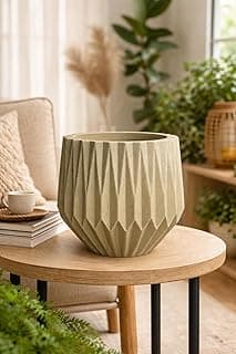 Vaso Origami Moderno Design Geométrico 31cm Para Plantas (Areia) em mesa de centro