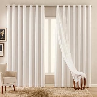 Cortina em tecido blackout com voile branca e gelo para sala de estar, 2,80m x 1,70m.