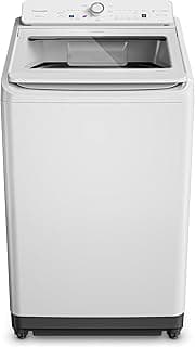 Máquina de lavar roupa branca Panasonic Intuitive+ 18kg, estilo frontal, porta de vidro, painel de controle na parte superior, fundo branco.
