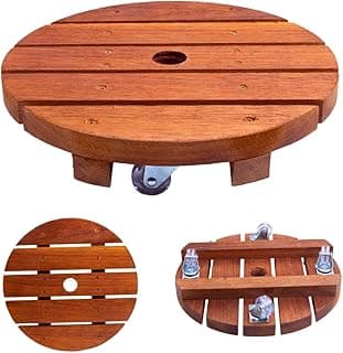 Suporte para vaso de planta redondo 30 cm com rodinhas de cristal em madeira