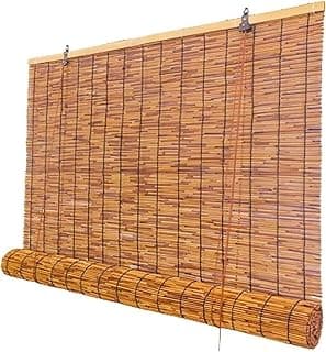 Persiana romana de bambu para janelas, filtro de luz natural, persiana retrô marrom, 58 cm L x 122 cm A
