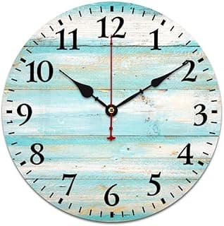 Relógio de parede personalizado com foto, diâmetro 25 cm, estilo de alças de madeira, turquesa