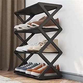Sapateira Organizadora de Calçados 4 Andares, Compacta e Multiuso, para Quarto, Hall ou Entrada - Preta ou Branca