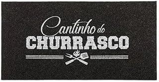Tapete de vinil antiderrapante 'Cantinho do Churrasco' preto 40x75cm