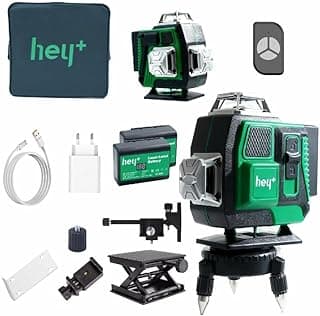 Nível laser 4D profissional verde e preto com acessórios e bolsa de transporte