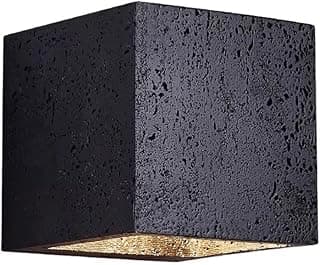 Moderno preto travertino pedra cubo arandela downlight minimalista design nórdico iluminação de acento geométrico para sala estar quarto corredor