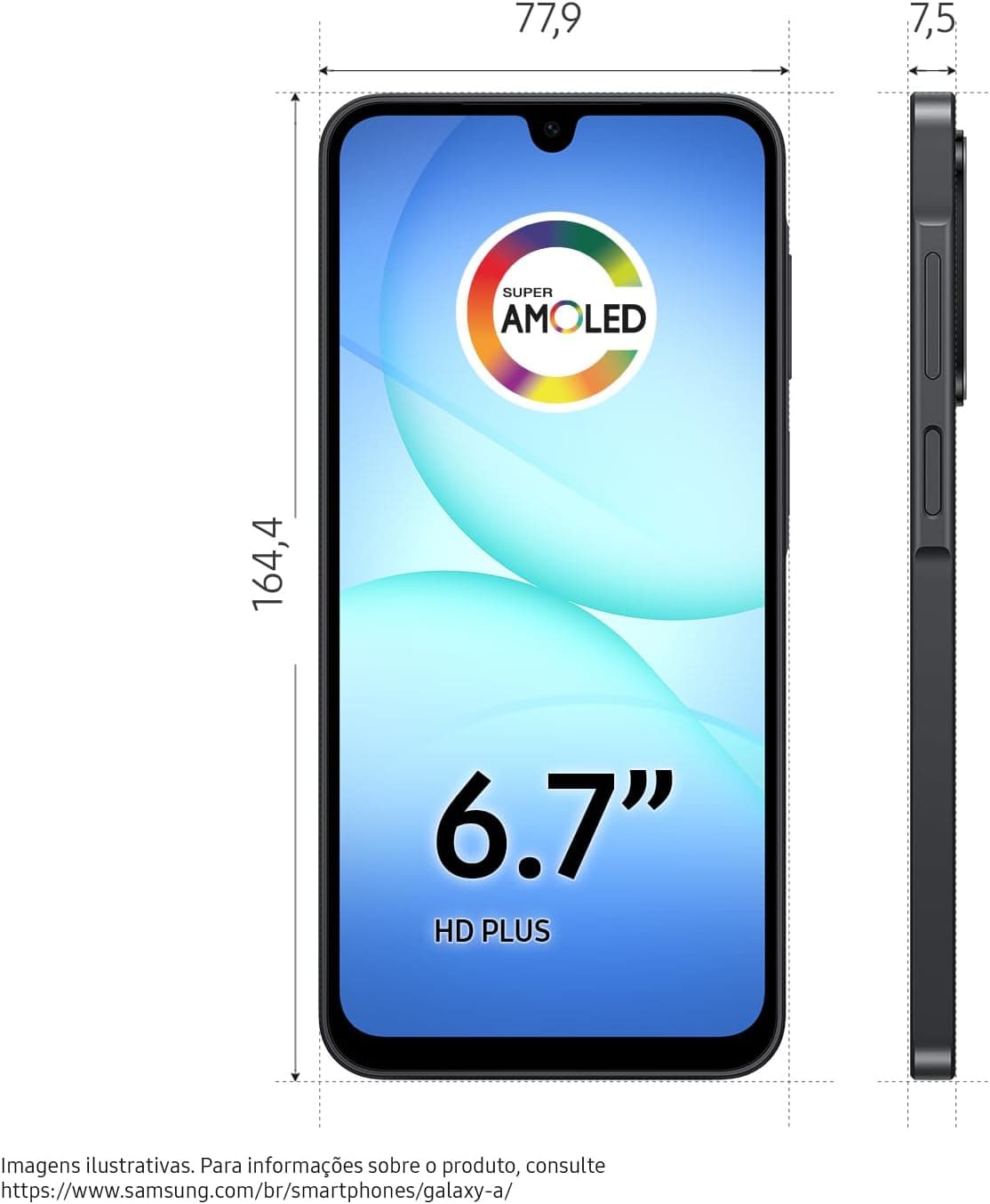 Smartphone Samsung Galaxy A17 Tela 6.7" Super AMOLED 128GB 4GB RAM Preto