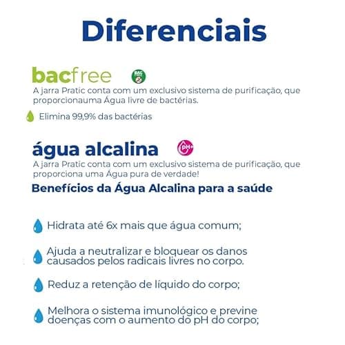 Jarra Purificadora água filtro portátil branca 1,5 Litros Inmetro