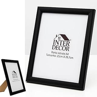 Moldura preta A4 Inter Decor para porta retrato com suporte de mesa e parede