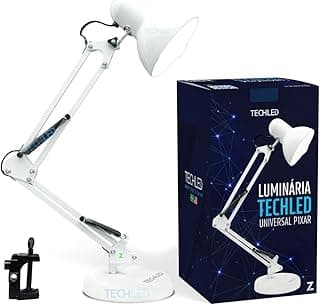 Luminária de mesa branca articulada TECHLED com braço ajustável