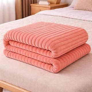 Cobertor Manta Casal Microfibra Antialérgico Canelada 1,80m x 2,00m Coral