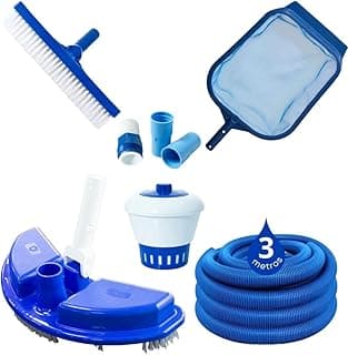 Kit completo de limpeza para piscina com aspirador, peneira, escova e mangueira de 3 metros